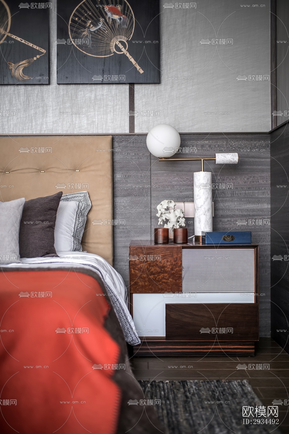 新中式平层效果图下载（渲染图14）