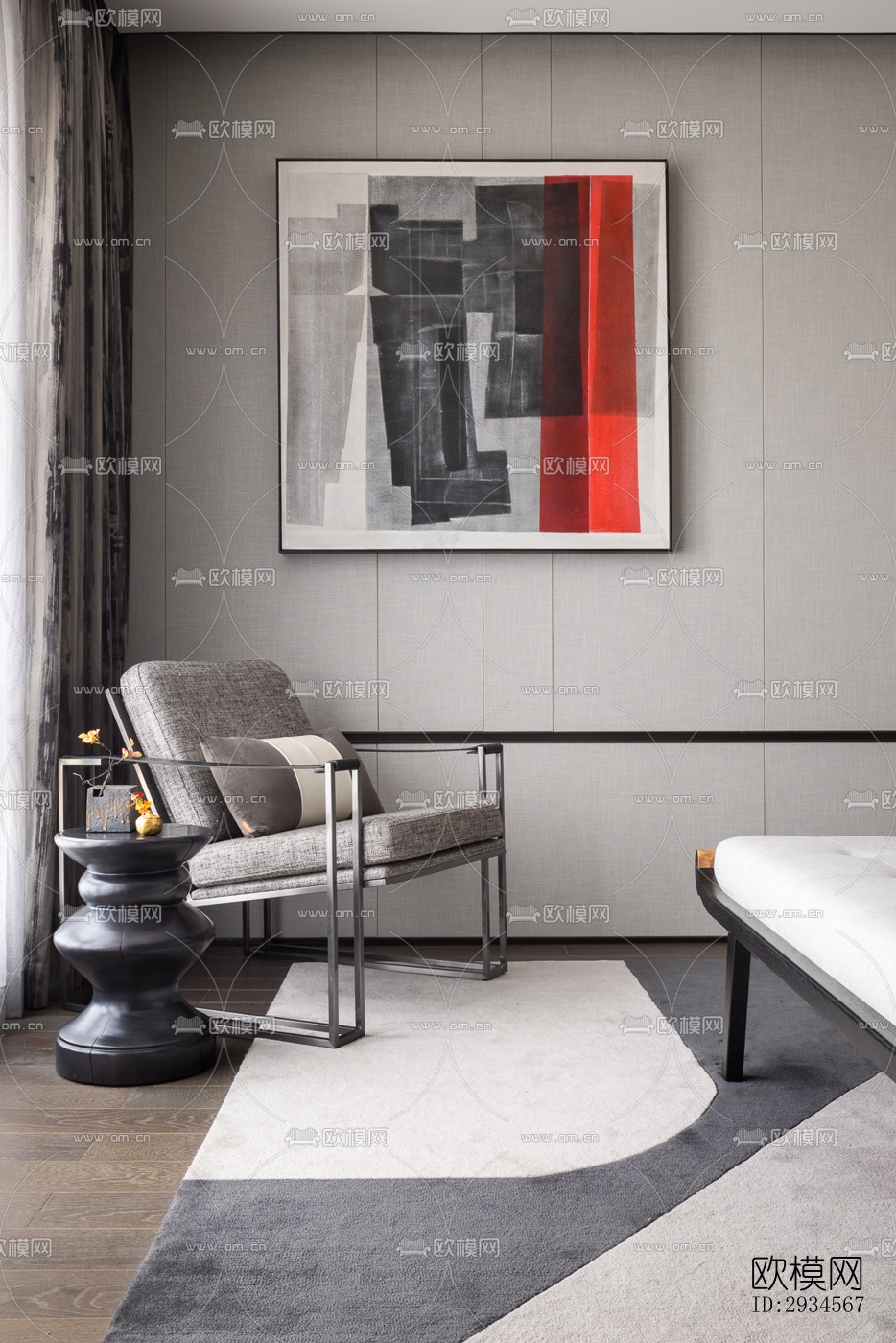 新中式平层效果图下载（渲染图15）