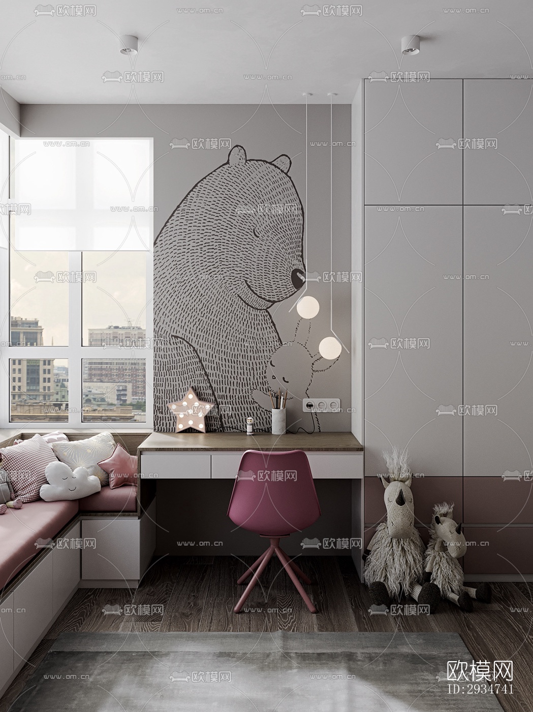 现代平层效果图下载（渲染图8）