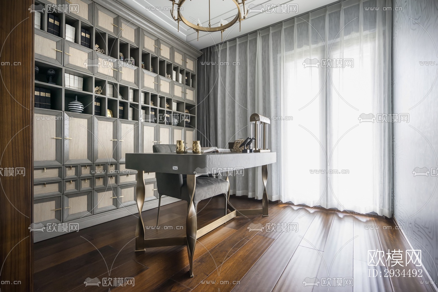 新中式平层效果图下载（渲染图4）