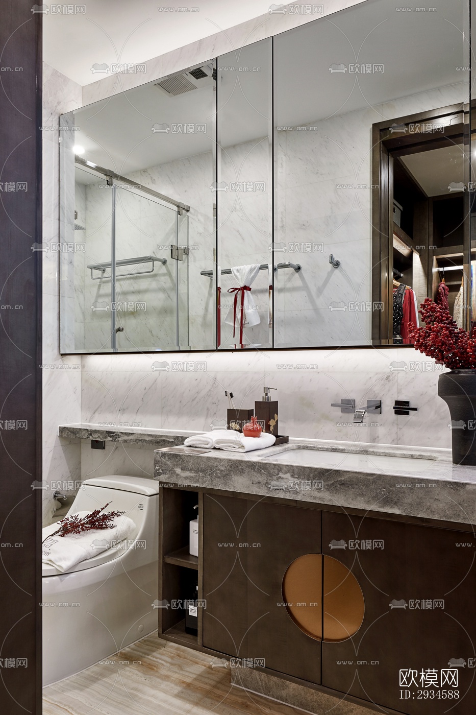 新中式平层效果图下载（渲染图13）