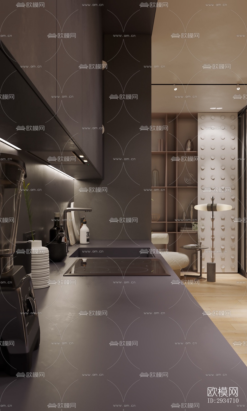 现代平层效果图下载（渲染图2）