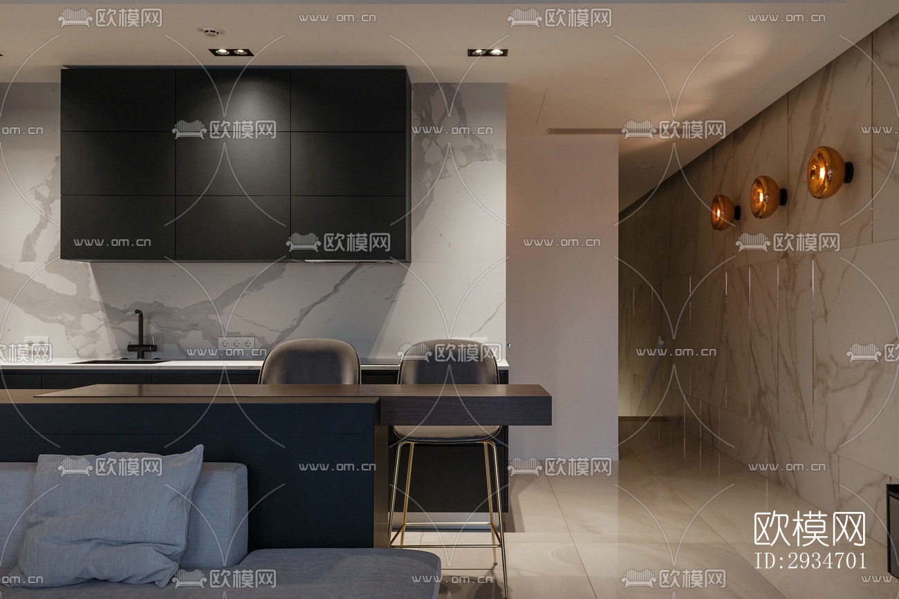 现代平层效果图下载（渲染图2）