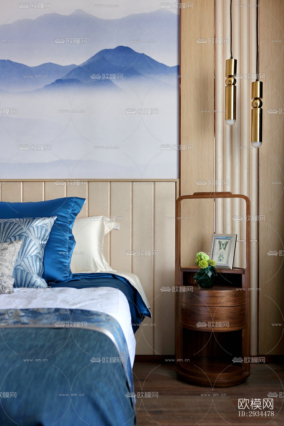 新中式平层效果图下载（渲染图3）