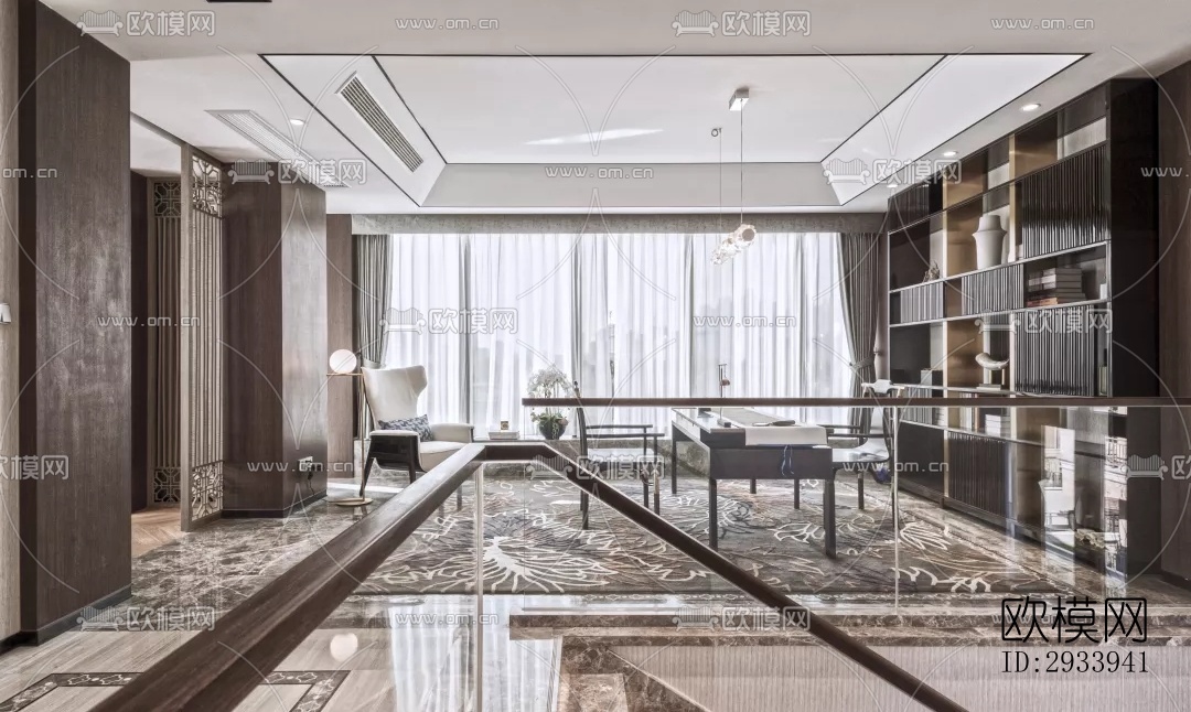 新中式别墅效果图下载（渲染图3）