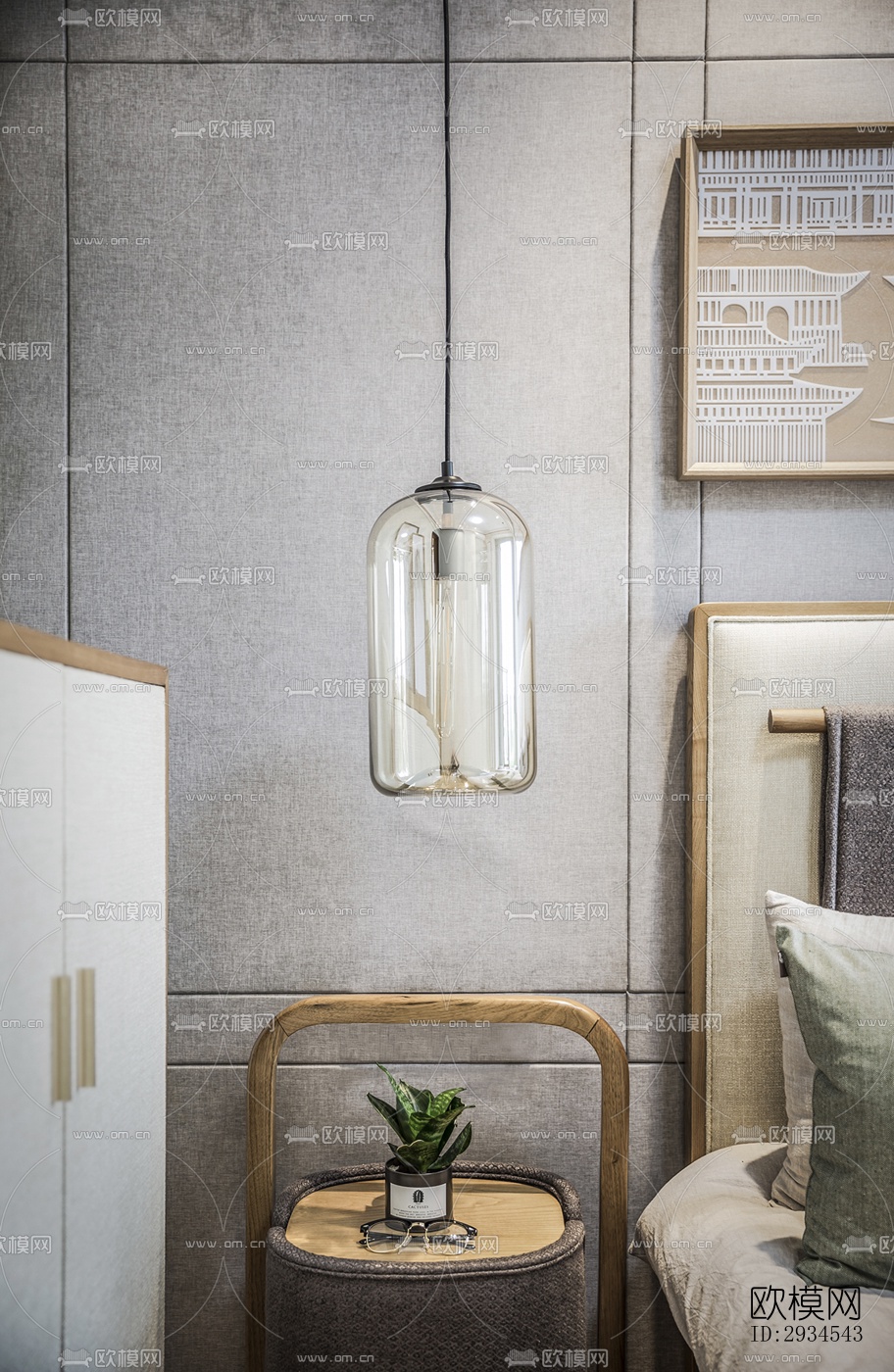 新中式平层效果图下载（渲染图14）