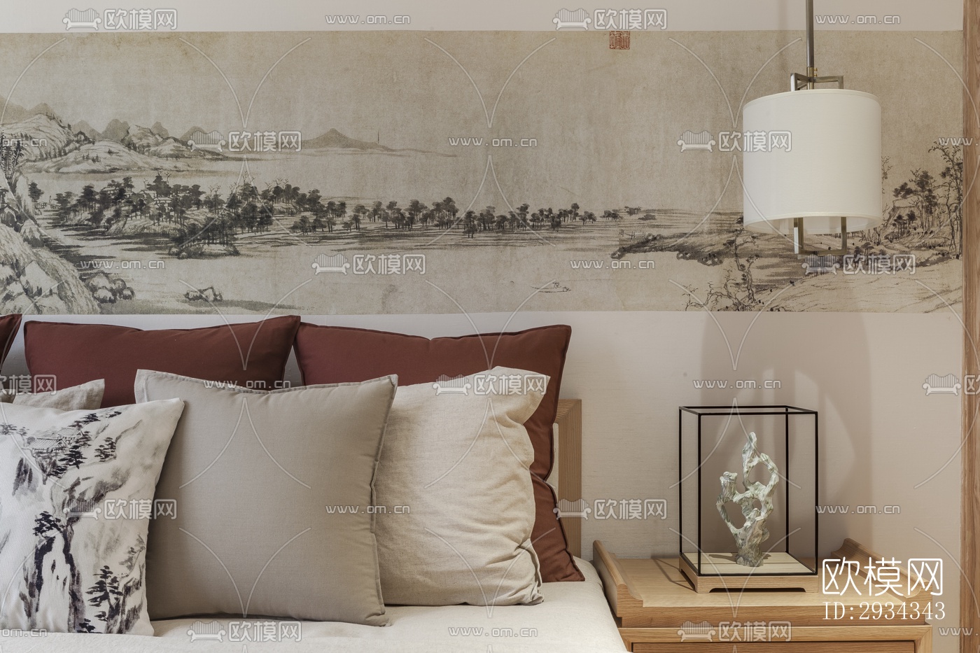 中式平层效果图下载（渲染图12）