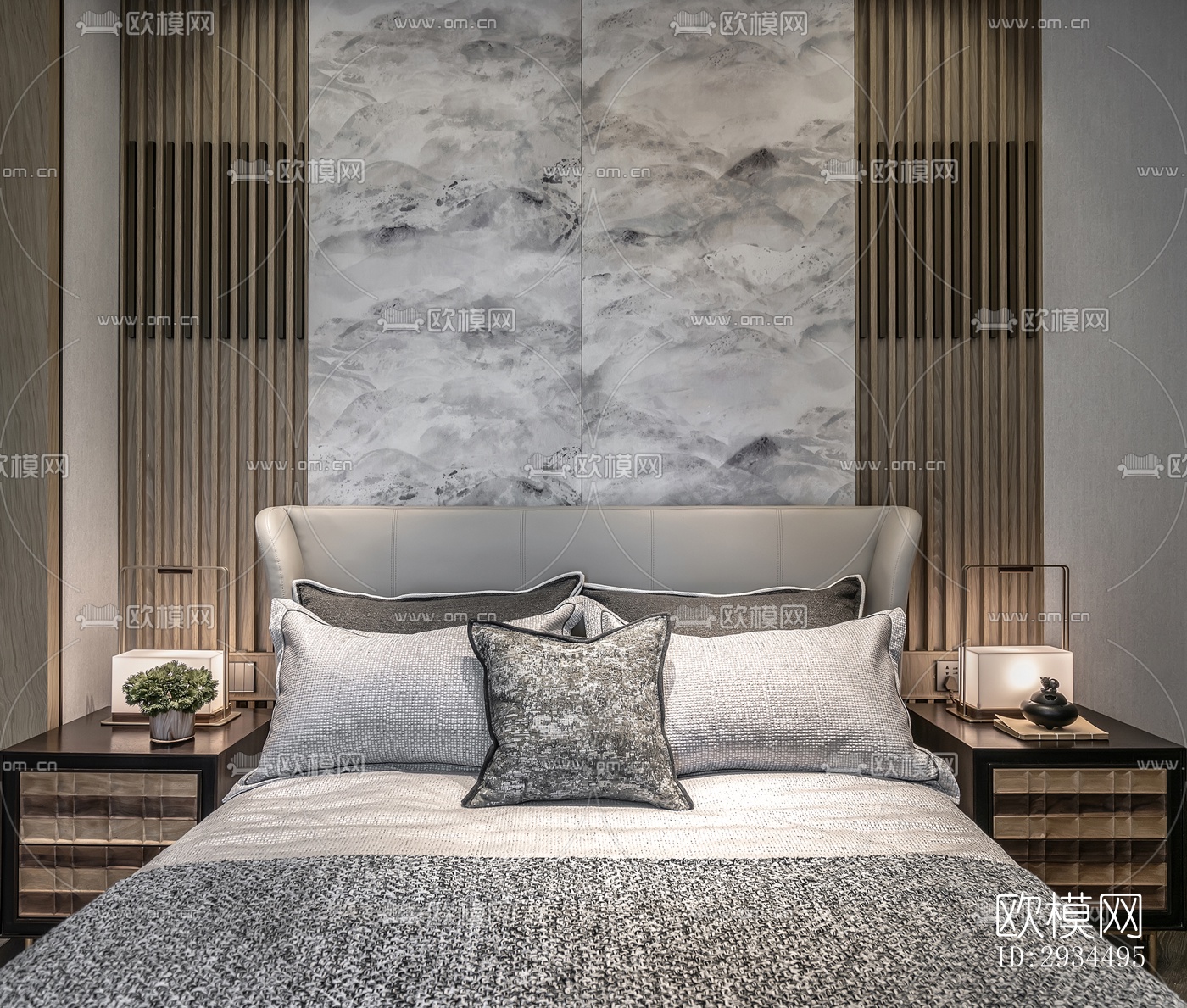 新中式平层效果图下载（渲染图5）