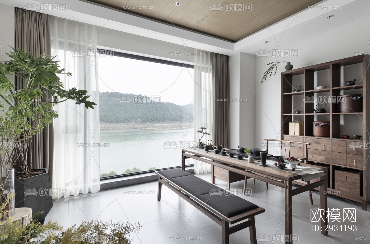 新中式复式效果图下载（渲染图4）