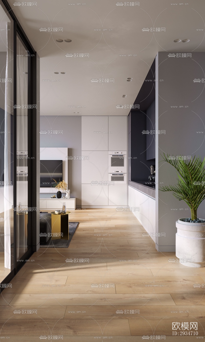 现代平层效果图下载（渲染图3）