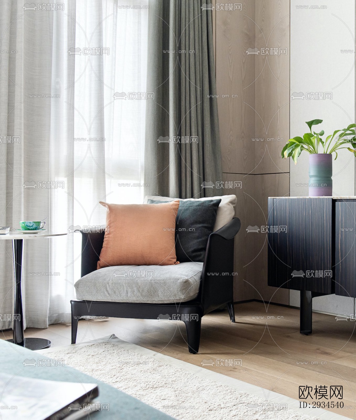 新中式平层效果图下载（渲染图13）