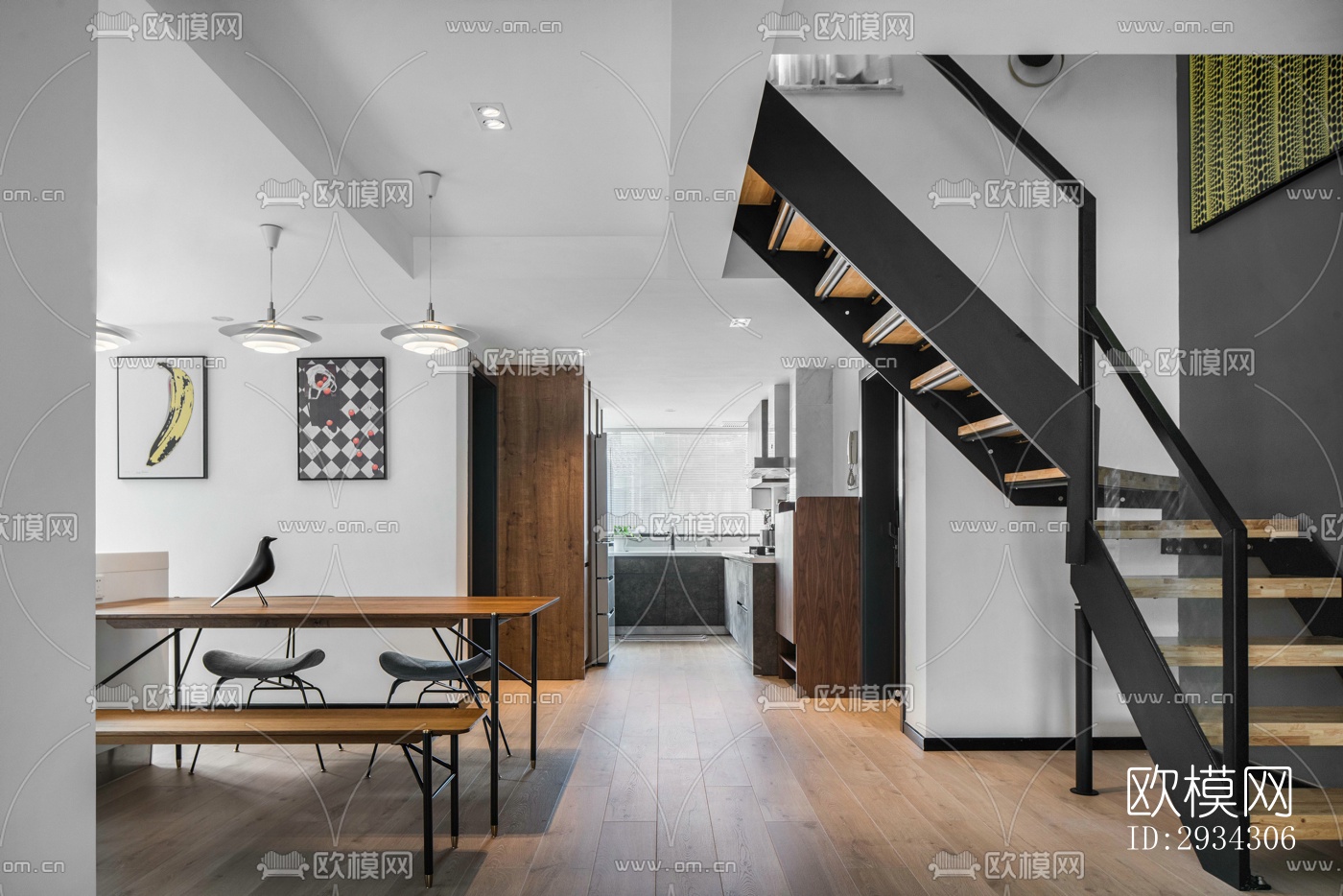 现代复式效果图下载（渲染图4）