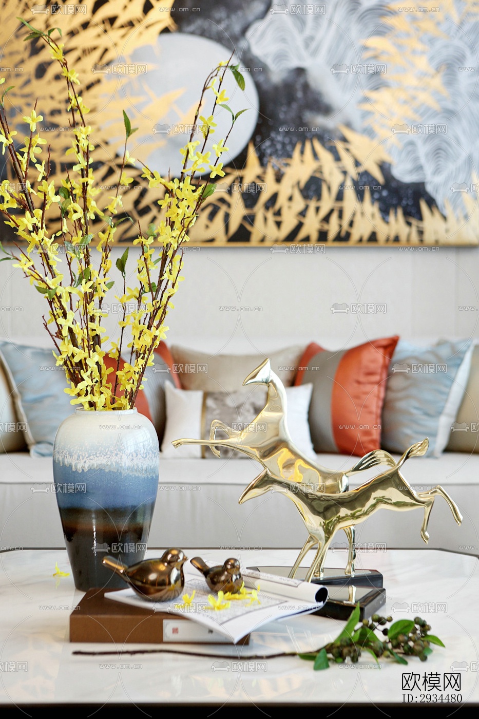 新中式平层效果图下载（渲染图5）