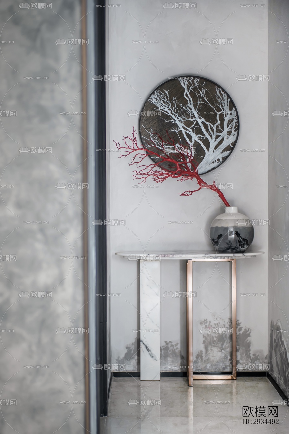 新中式平层效果图下载（渲染图12）