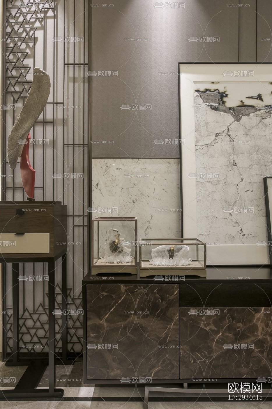 新中式平层效果图下载（渲染图5）