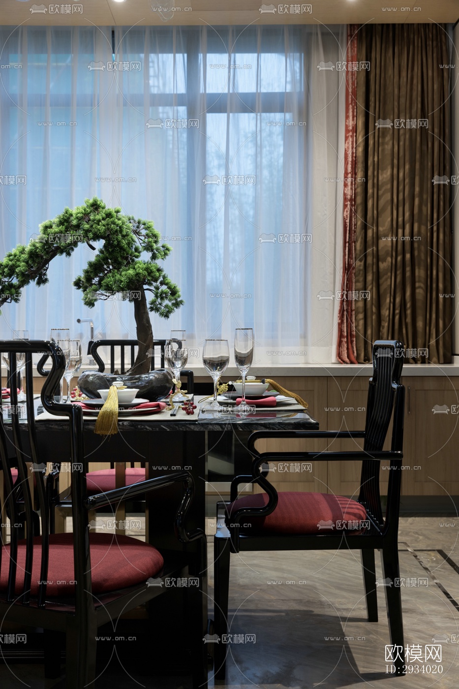 新中式别墅效果图下载（渲染图9）