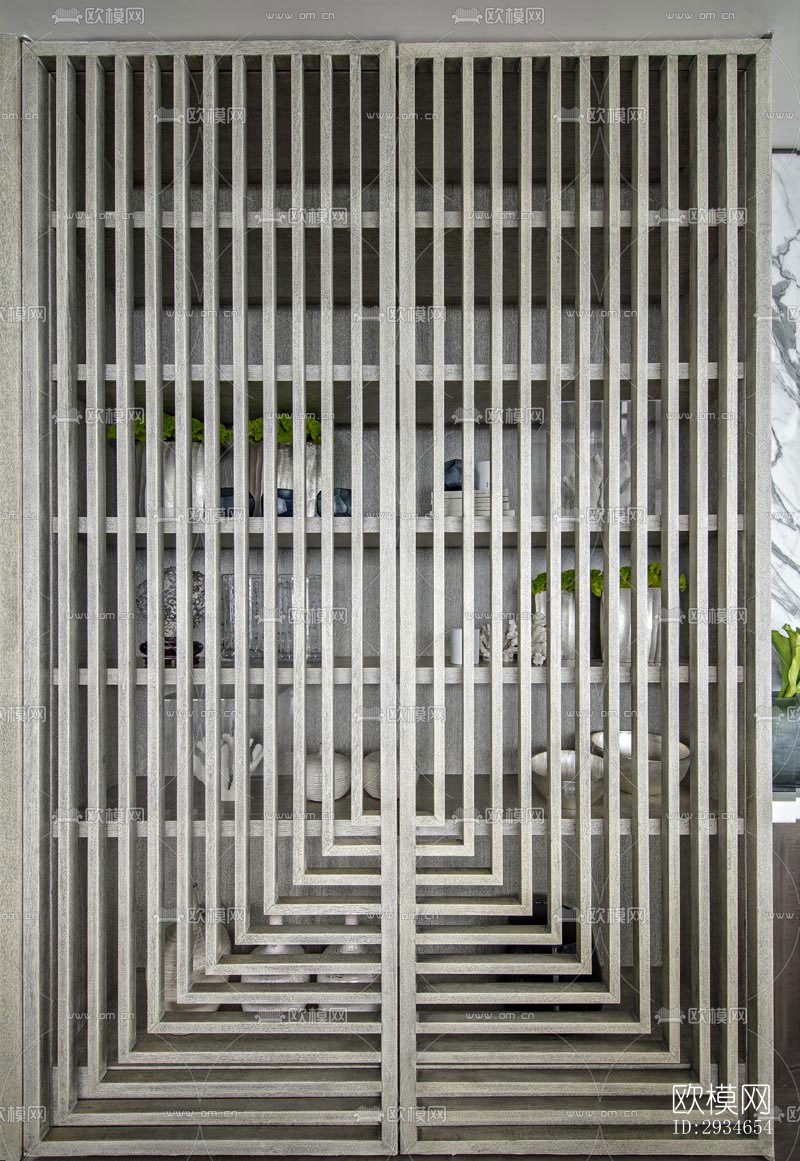 新中式平层效果图下载（渲染图11）