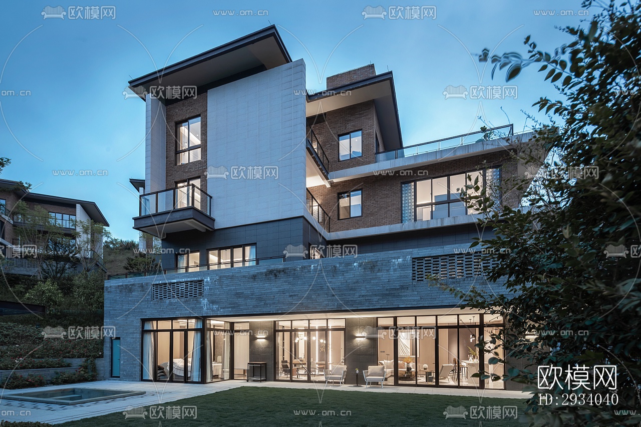 现代别墅效果图下载（渲染图1）
