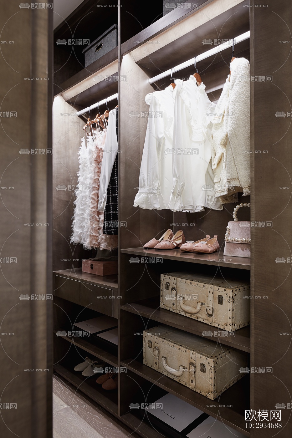 新中式平层效果图下载（渲染图2）