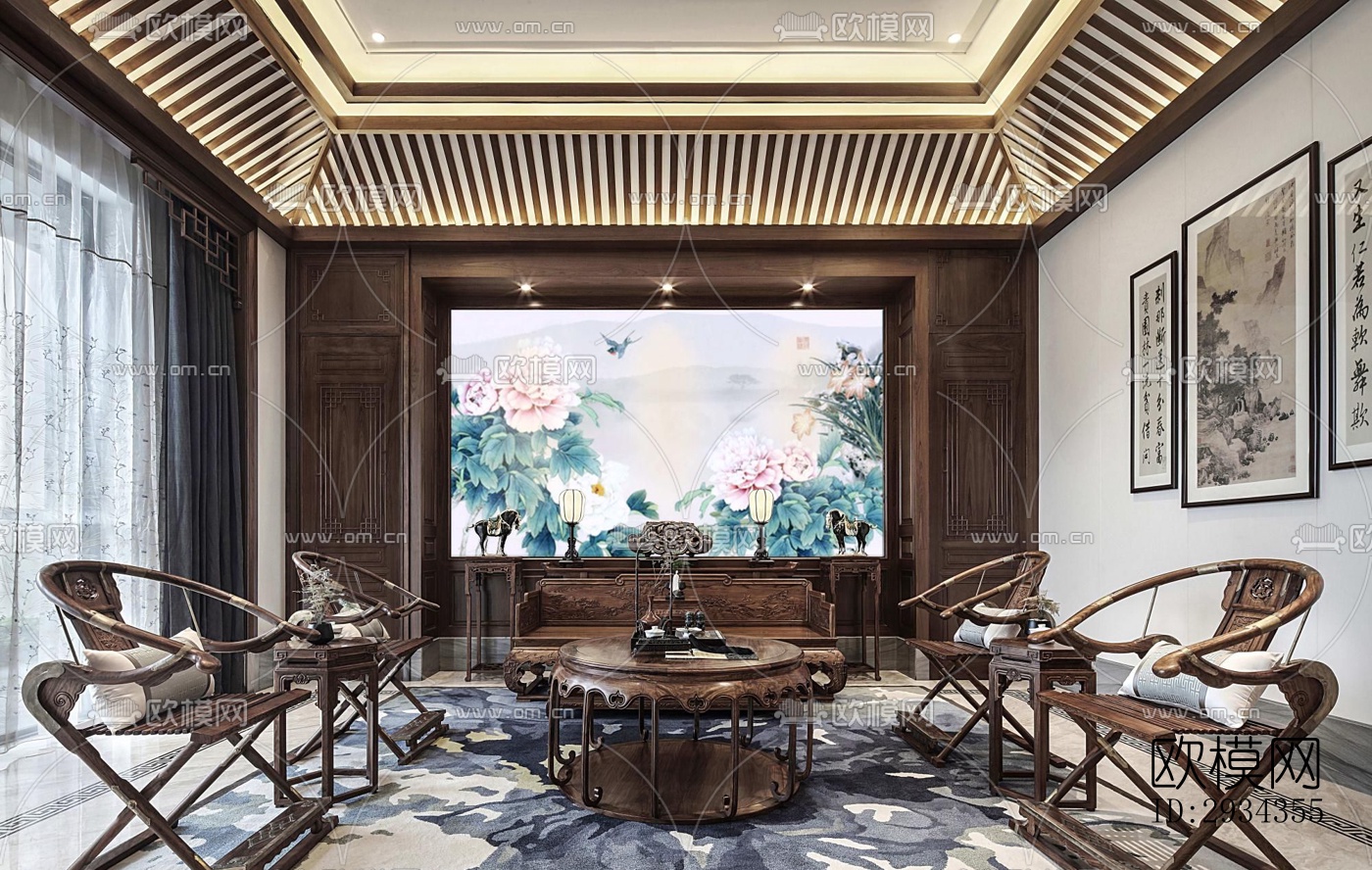 中式平层效果图下载（渲染图19）