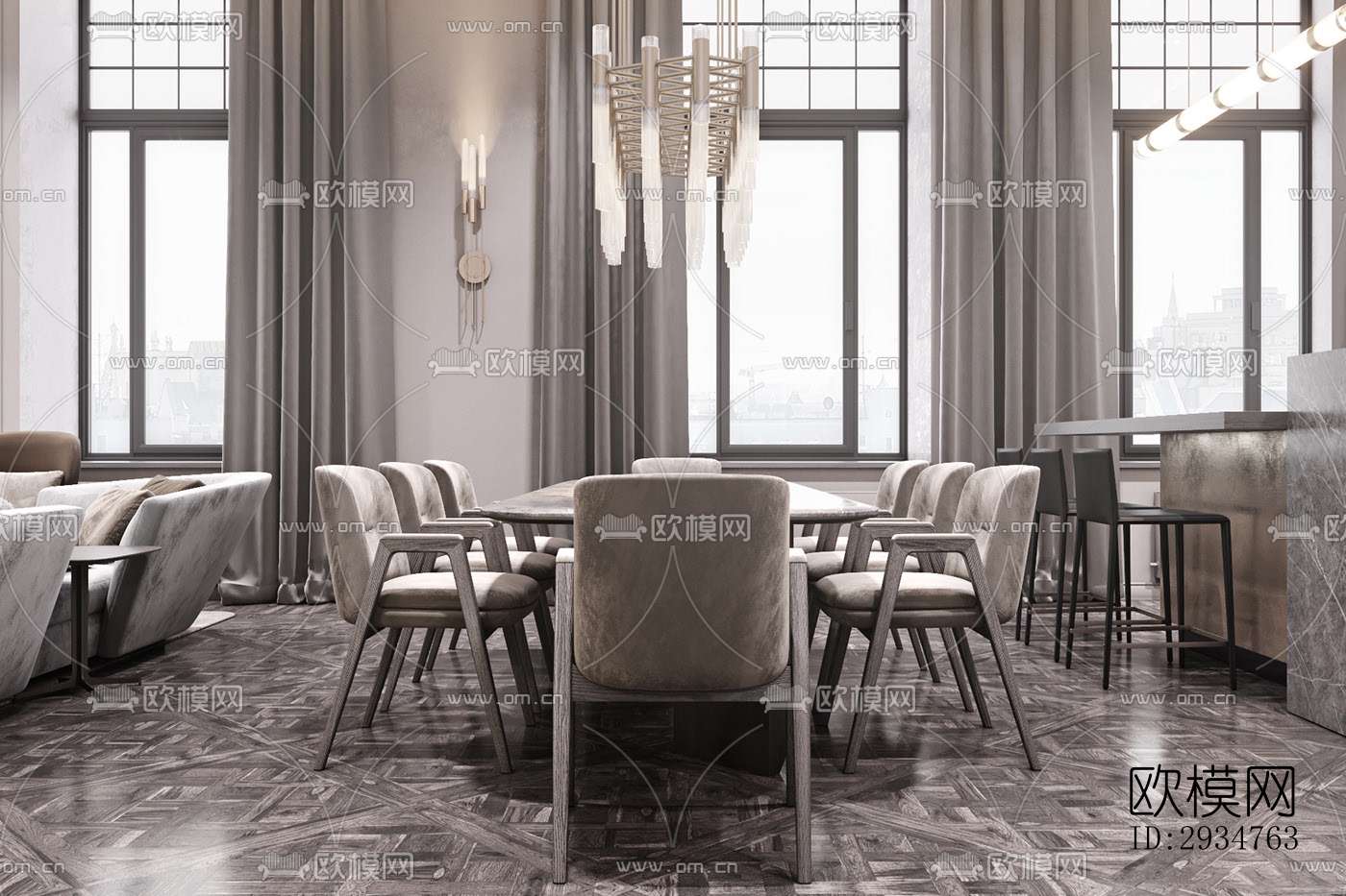 现代平层效果图下载（渲染图15）