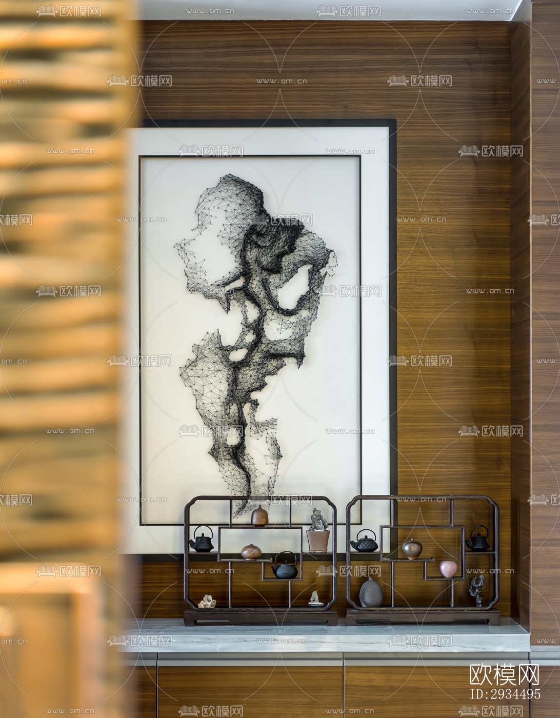 新中式平层效果图下载（渲染图13）