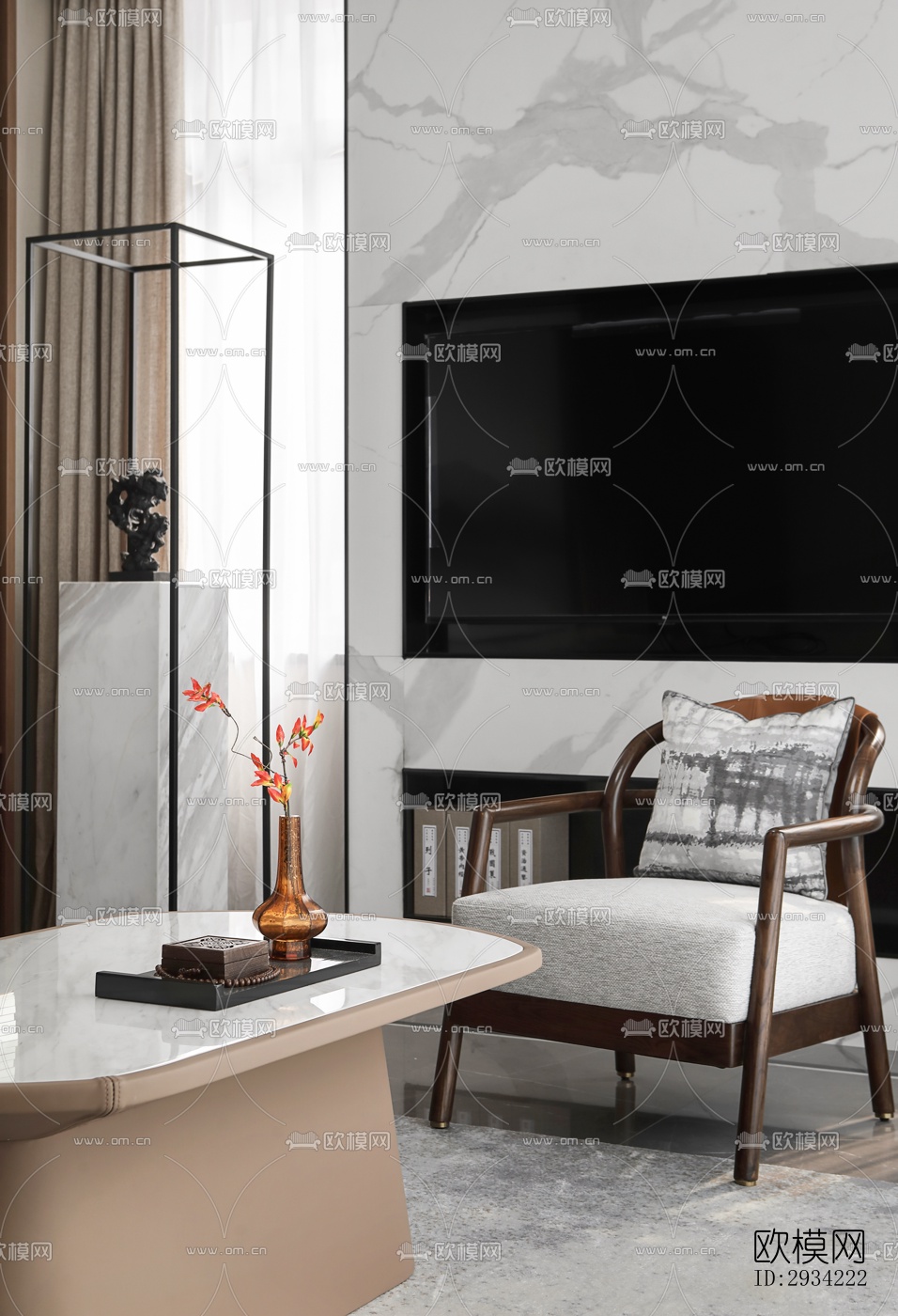 新中式复式效果图下载（渲染图15）