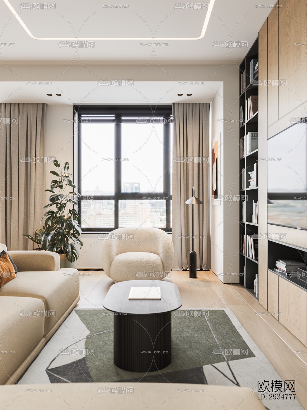 现代平层效果图下载（渲染图18）