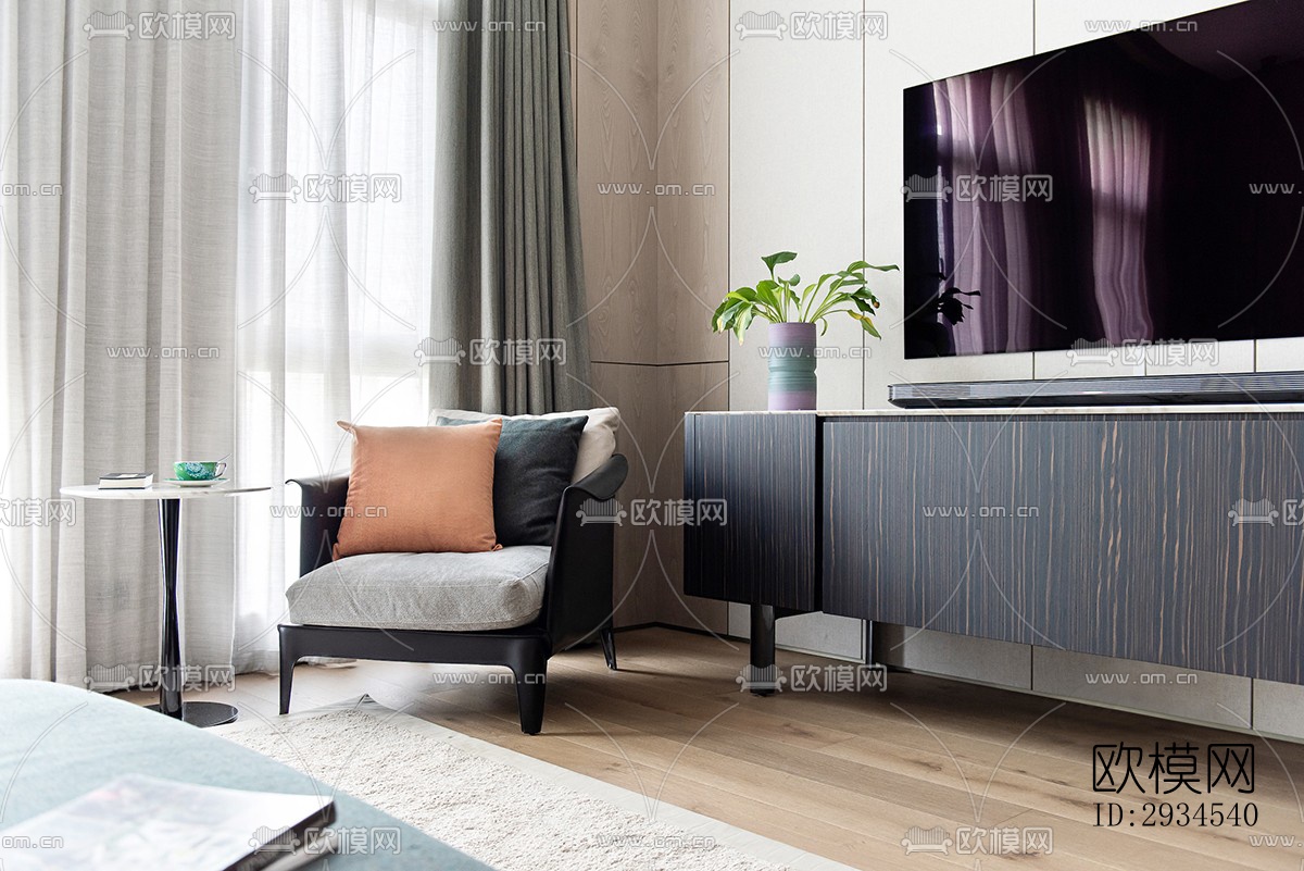 新中式平层效果图下载（渲染图12）