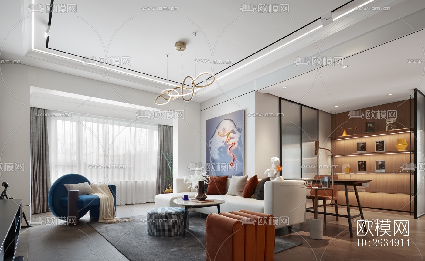 现代平层效果图下载（渲染图17）