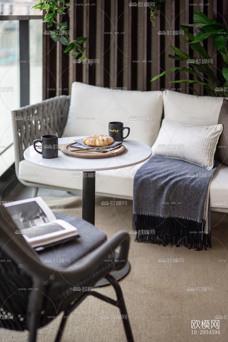 新中式平层效果图下载（渲染图14）