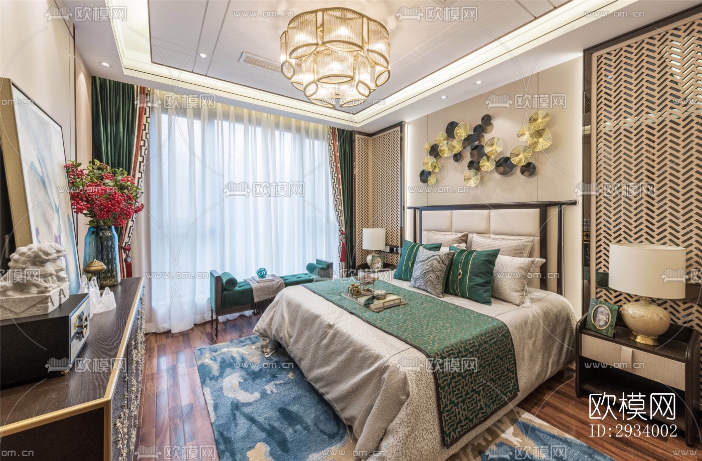 新中式别墅效果图下载（渲染图12）