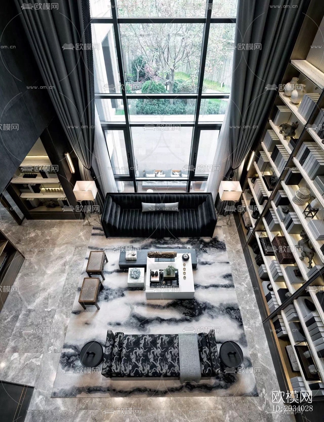 新中式别墅效果图下载（渲染图1）