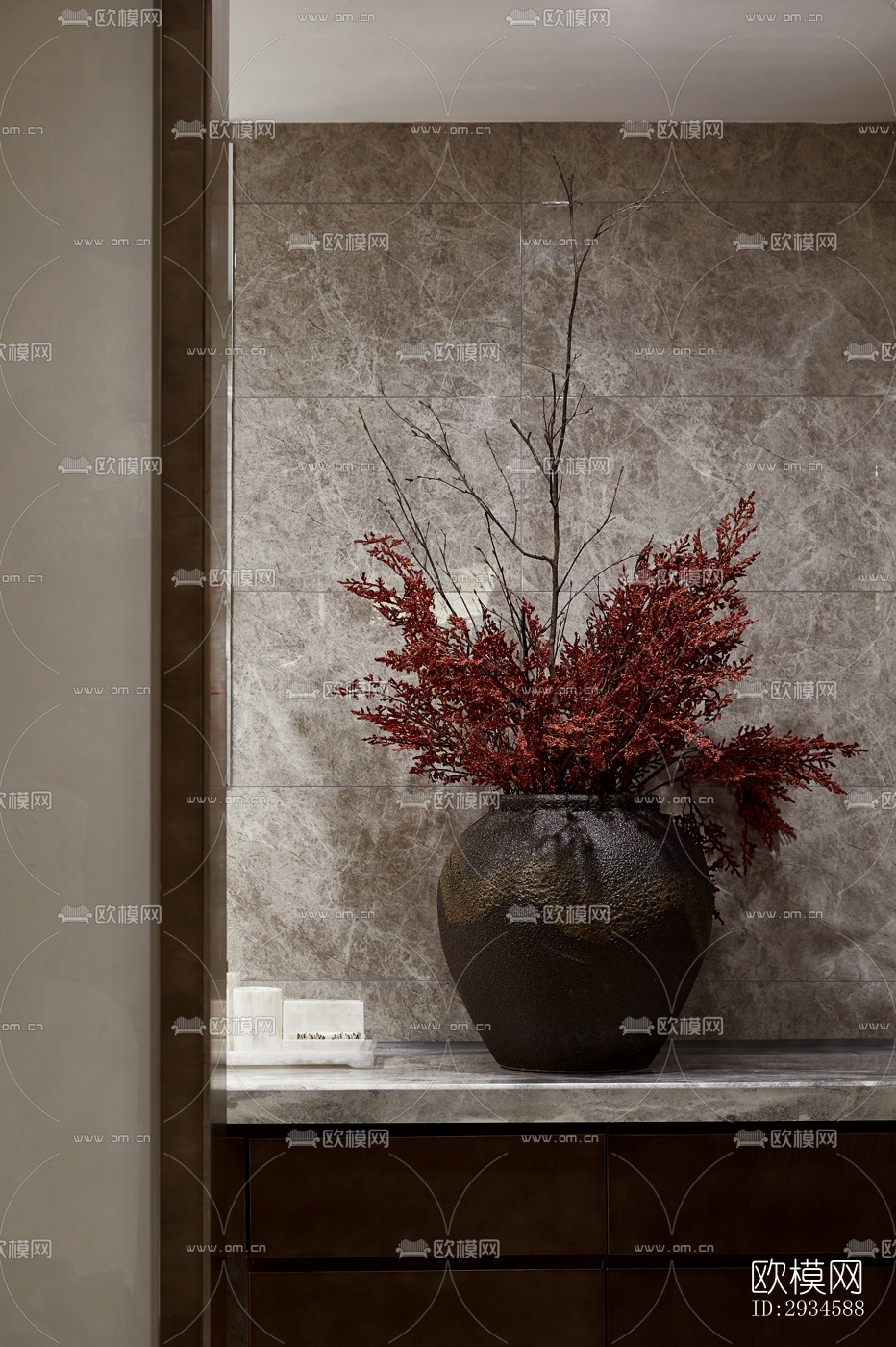 新中式平层效果图下载（渲染图18）