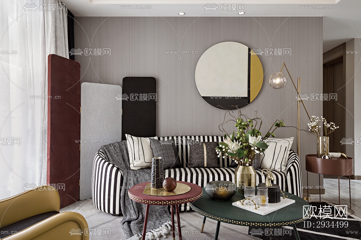 新中式平层效果图下载（渲染图1）