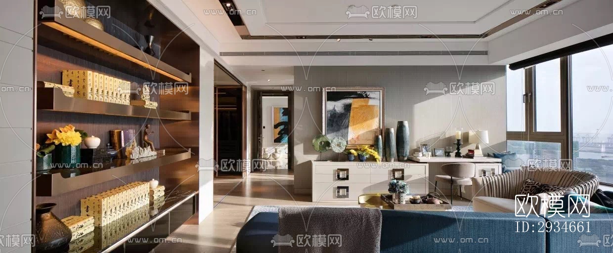 新中式平层效果图下载（渲染图10）