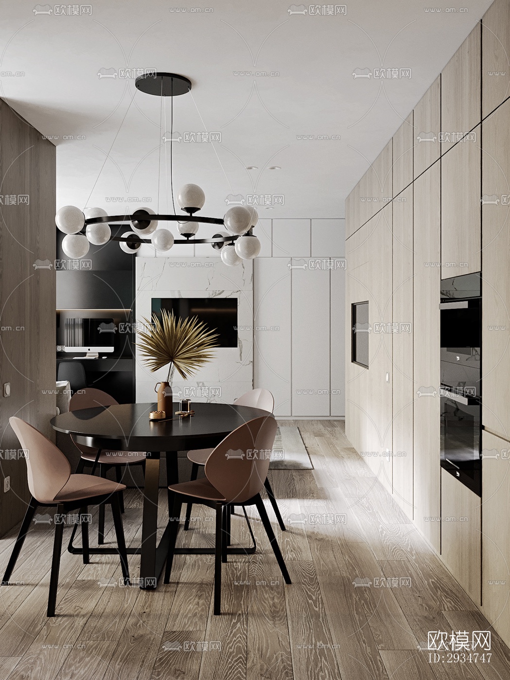 现代平层效果图下载（渲染图1）