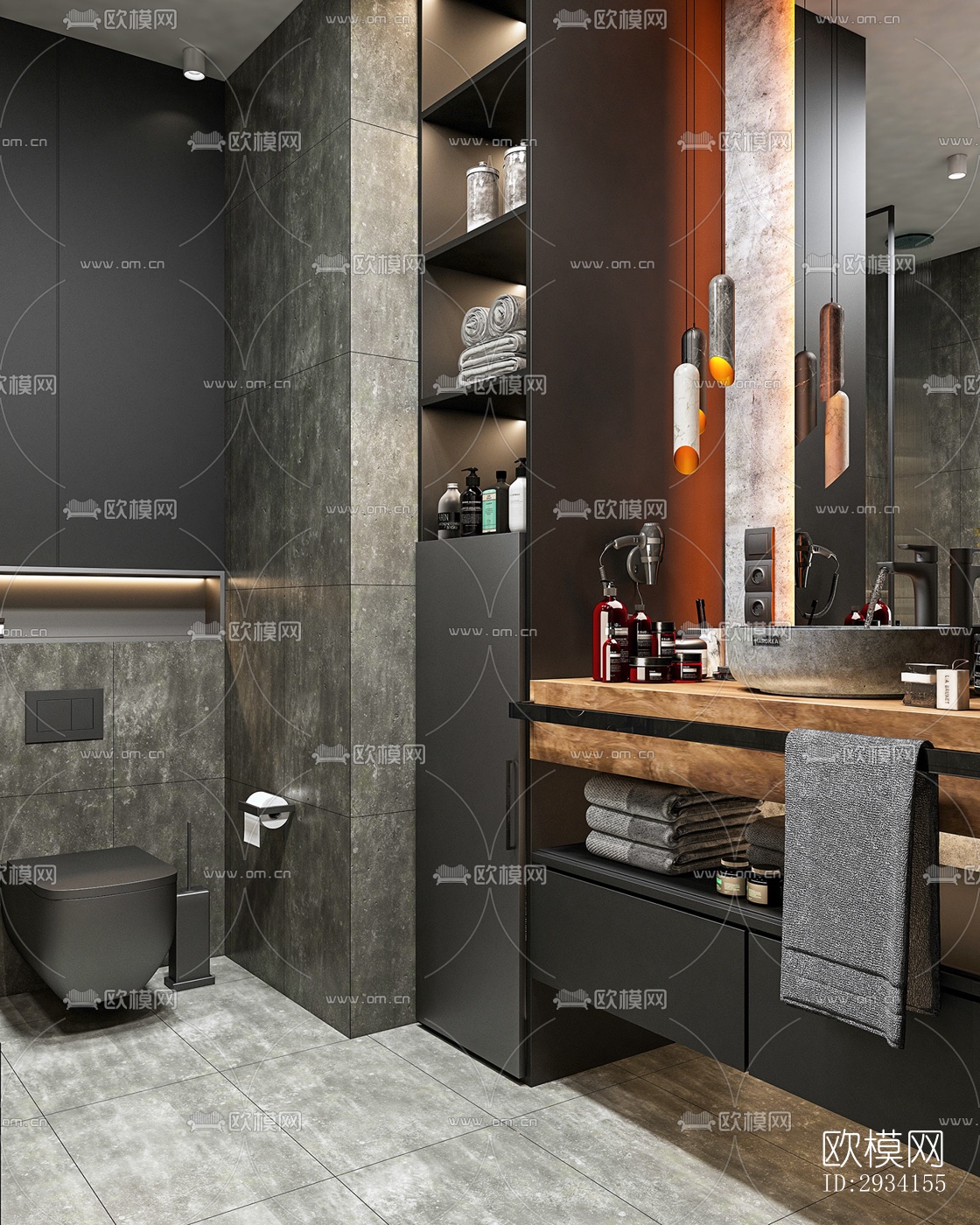 高级灰别墅效果图下载（渲染图19）