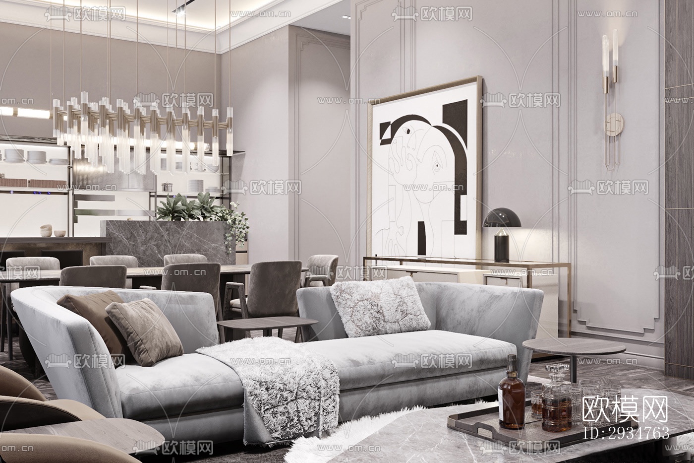 现代平层效果图下载（渲染图6）