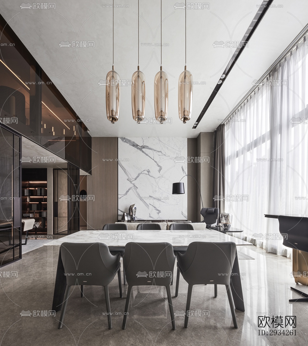 现代复式效果图下载（渲染图9）