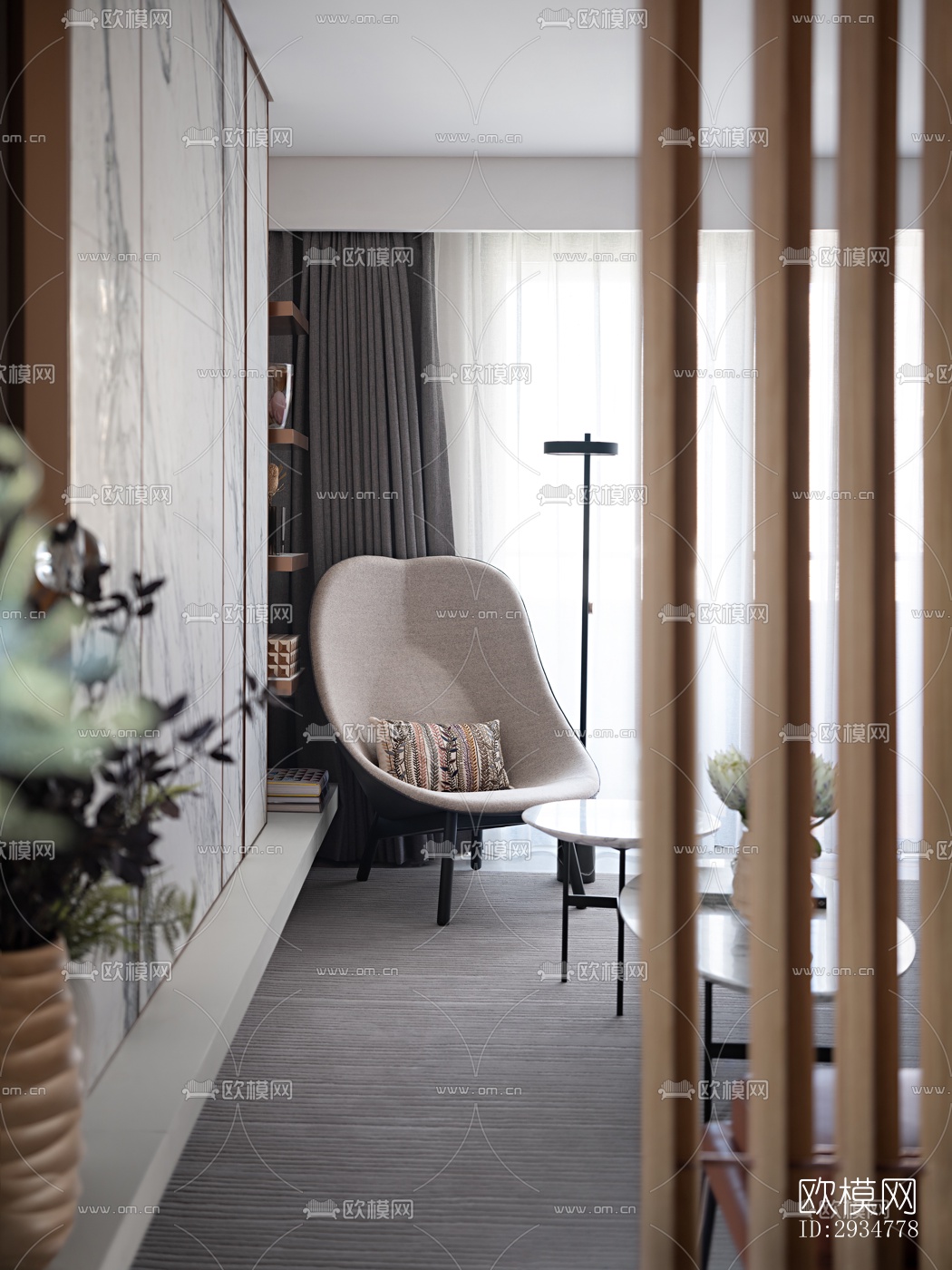 现代平层效果图下载（渲染图2）