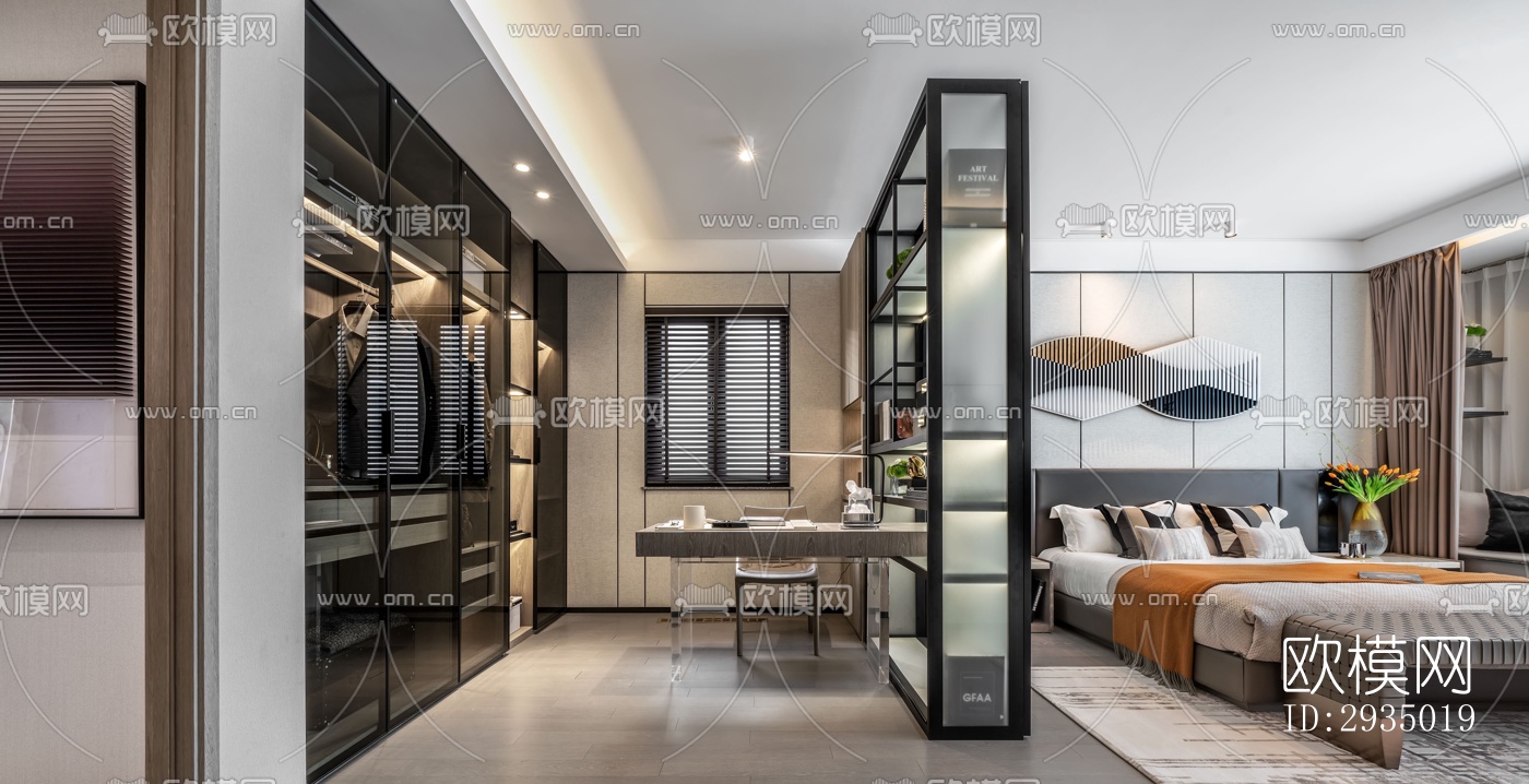 现代平层效果图下载（渲染图11）