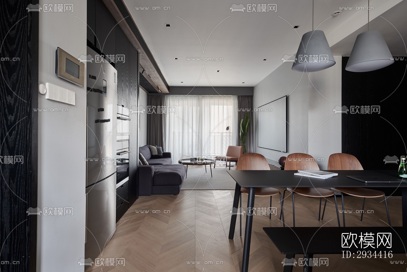 北欧平层效果图下载（渲染图2）