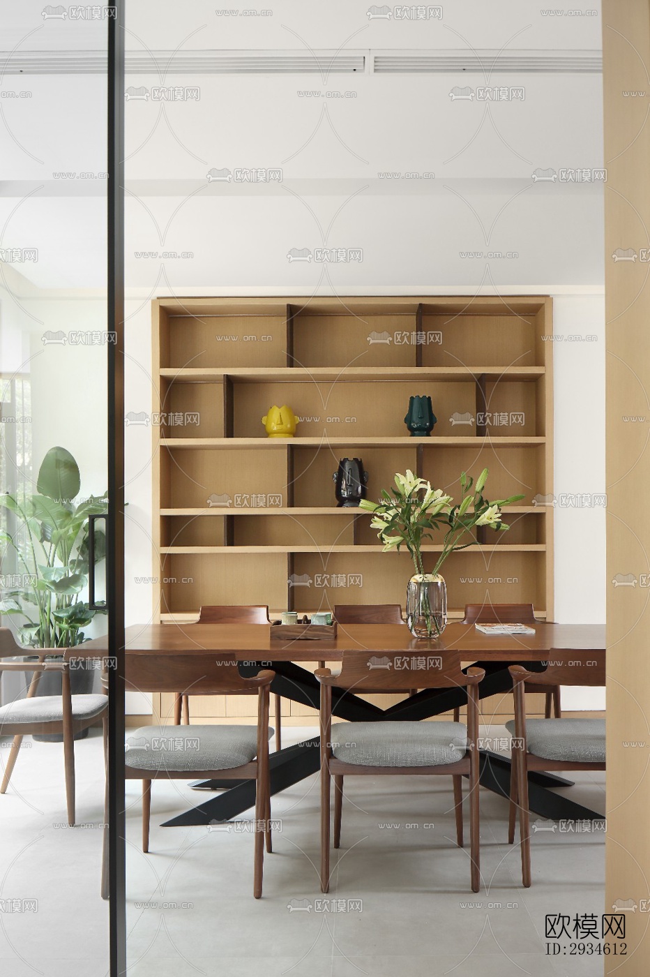 新中式平层效果图下载（渲染图2）