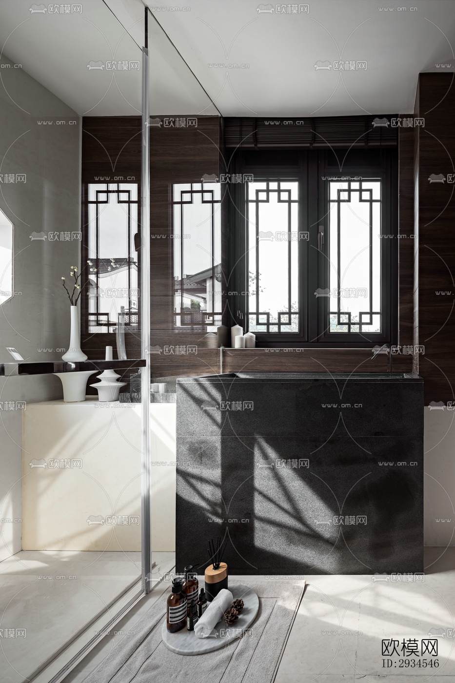 新中式平层效果图下载（渲染图16）