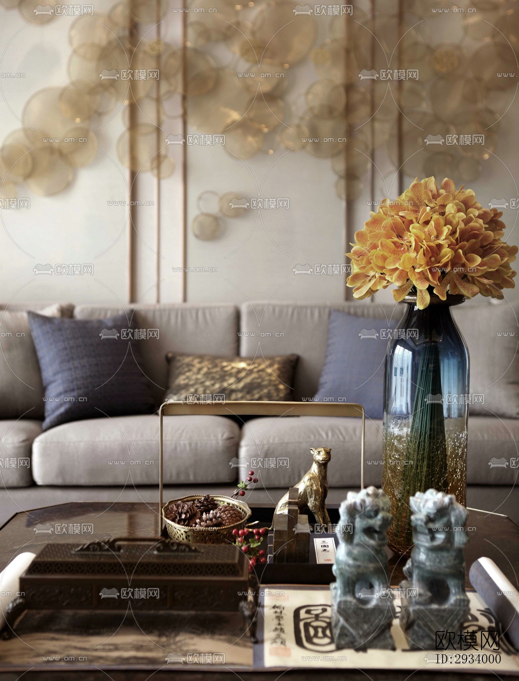 新中式别墅效果图下载（渲染图12）