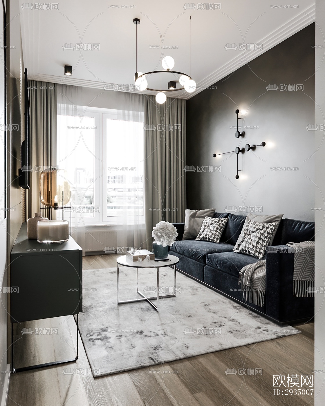 现代平层效果图下载（渲染图4）