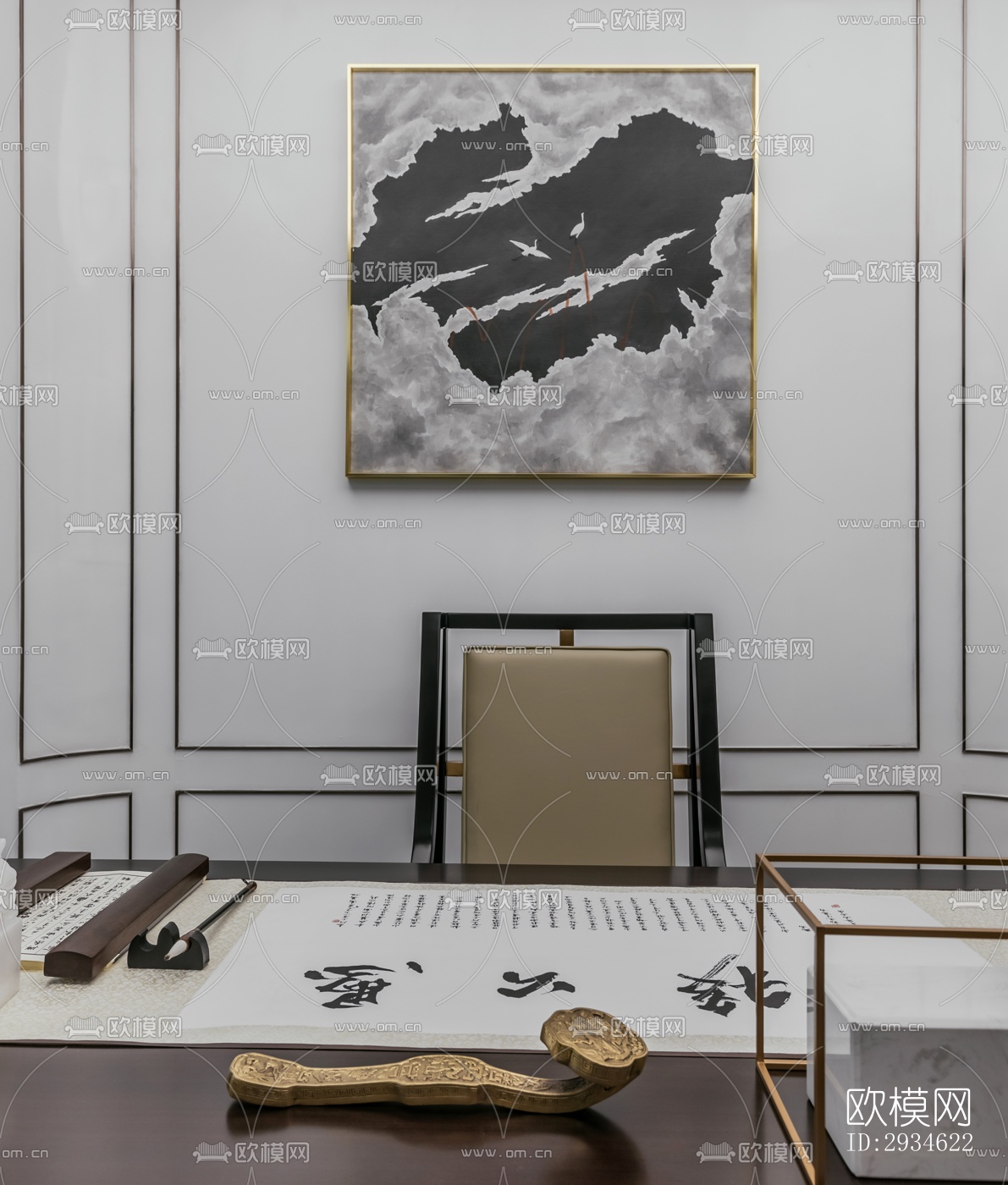 新中式平层效果图下载（渲染图17）