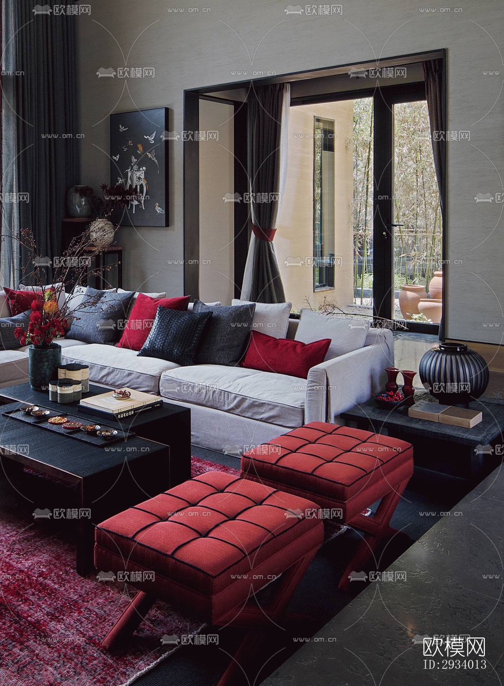 新中式别墅效果图下载（渲染图3）