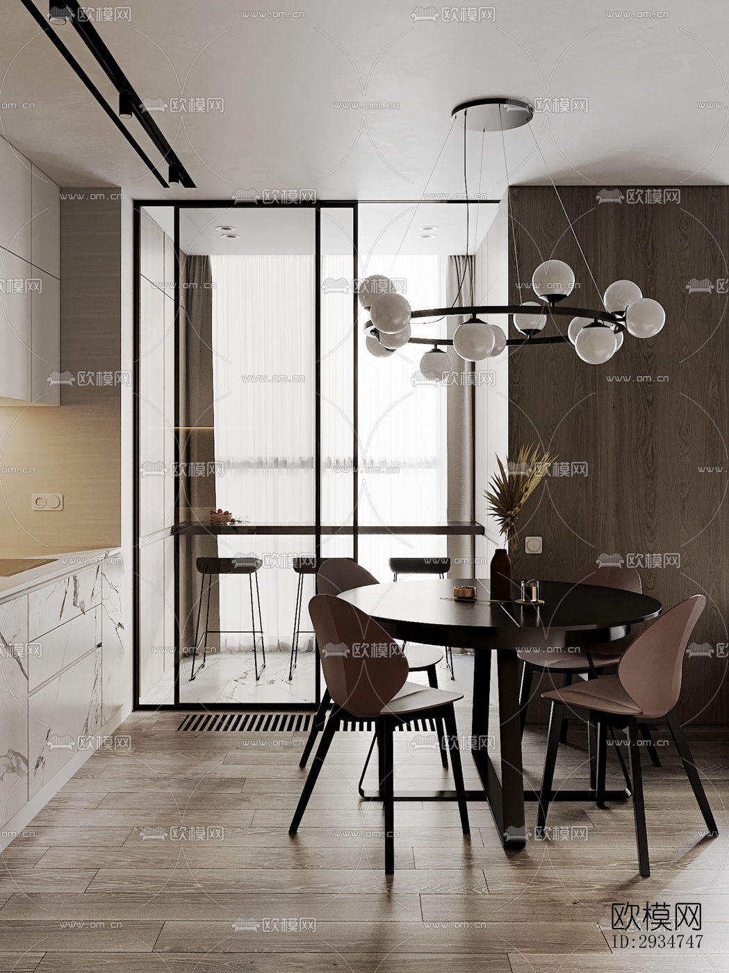 现代平层效果图下载（渲染图14）